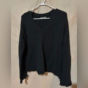 Anthropologie Size Small Black Mika Fringed Bell Sleeve Sweater